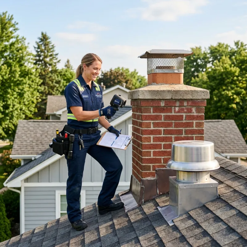 Technician inspecting a Bedford Road roof cavity and ductwork for a dead bird